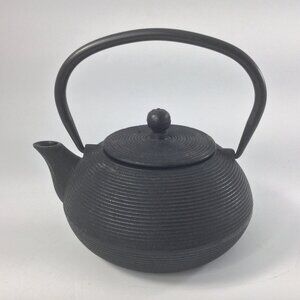 Small Black Cast Iron Tea Pot with Lid